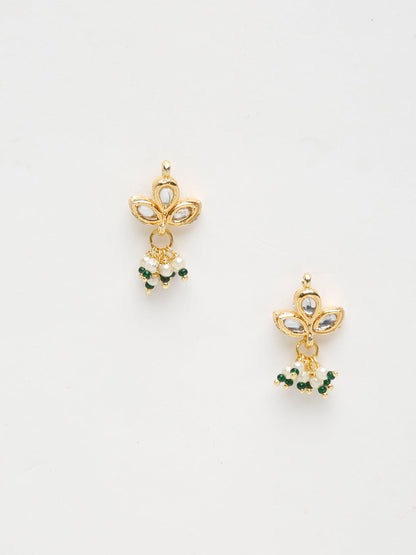 Gold-Polished Kundan Studs - Ruby Raang