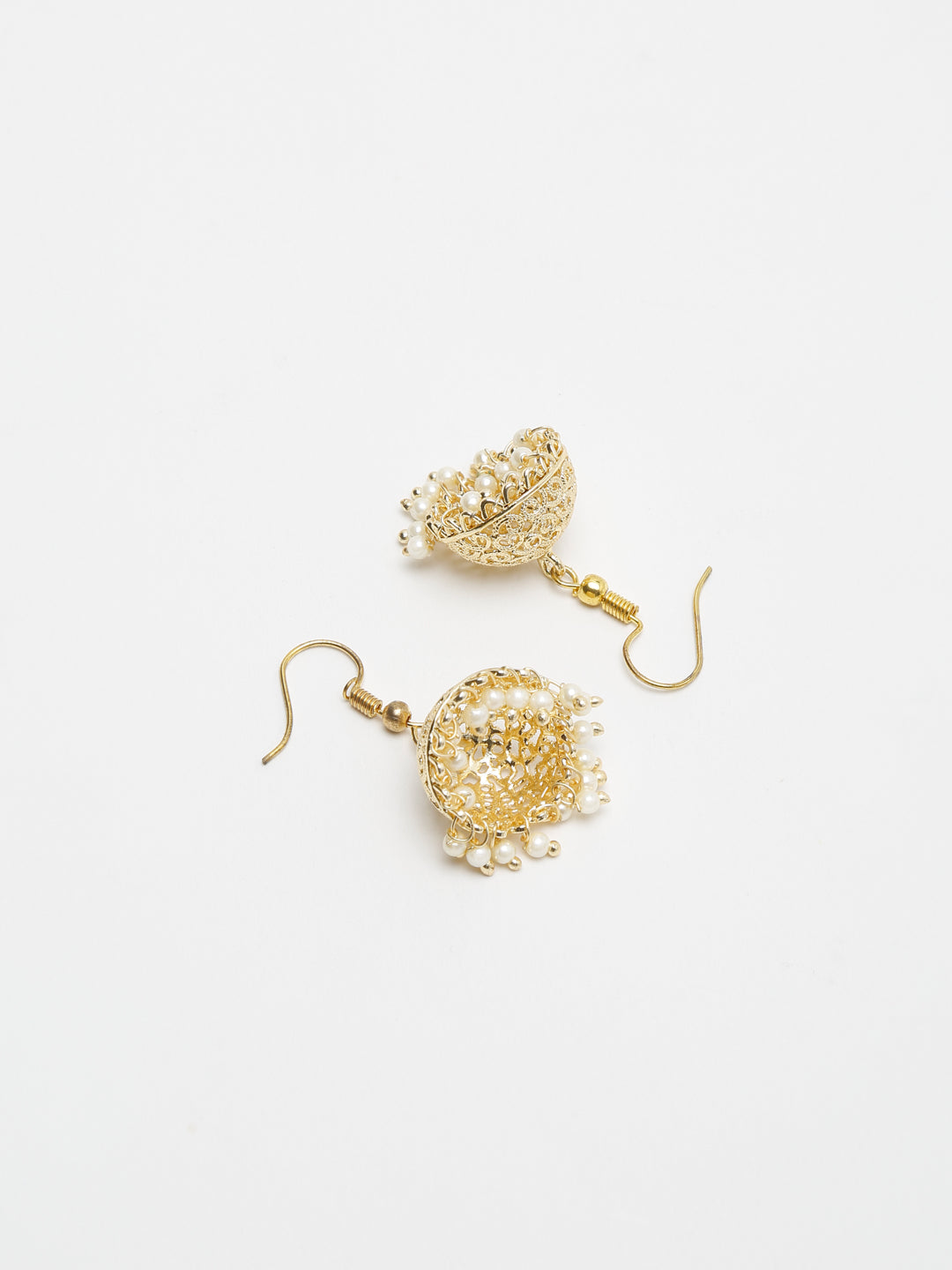 Gold-Polished Kundan Jhumka - Ruby Raang