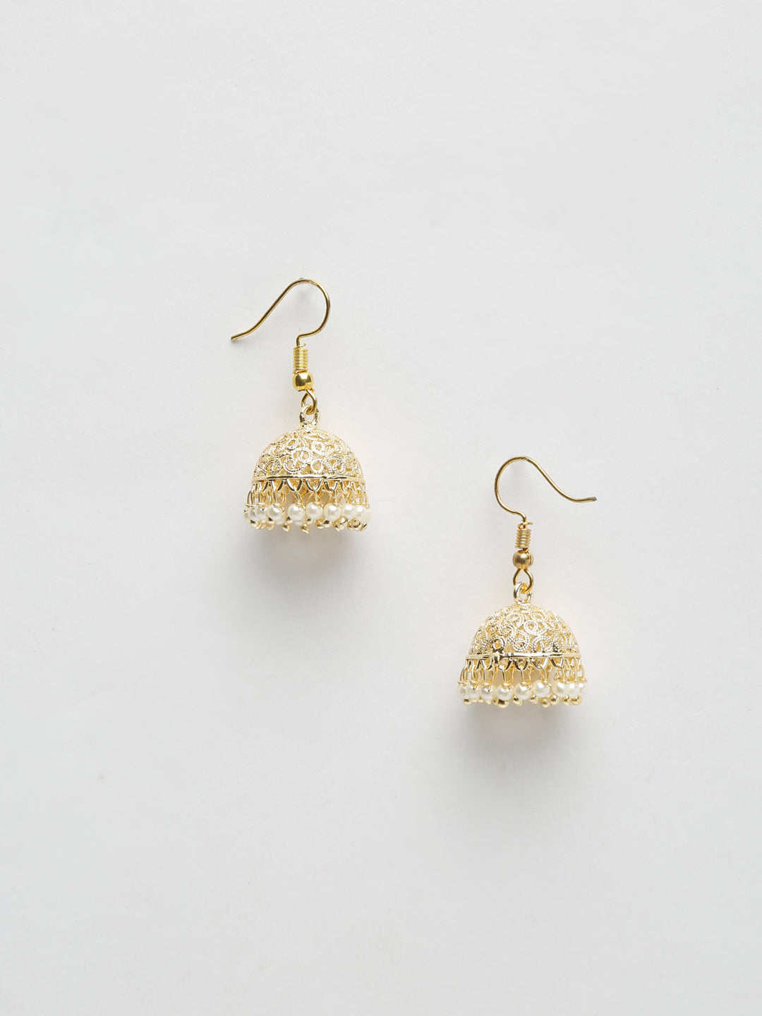 Gold-Polished Kundan Jhumka - Ruby Raang
