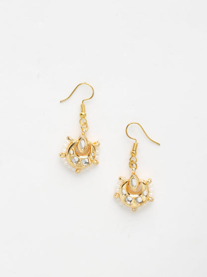Gold-Polished Kundan Studs - Ruby Raang