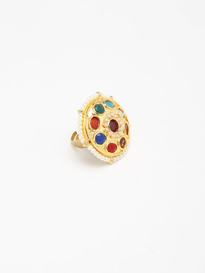 Kundan Ring - Ruby Raang
