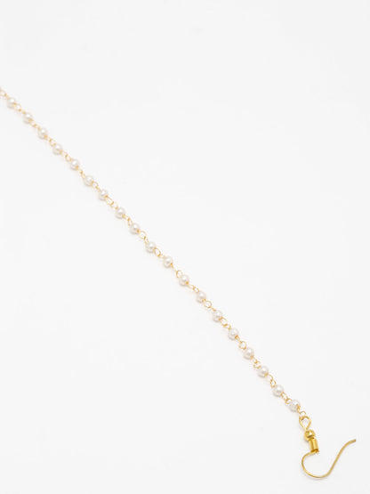 Gold-Polished Kundan Nose Ring - Ruby Raang