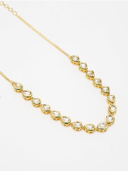 Gold-Polished Kundan Choker - Ruby Raang
