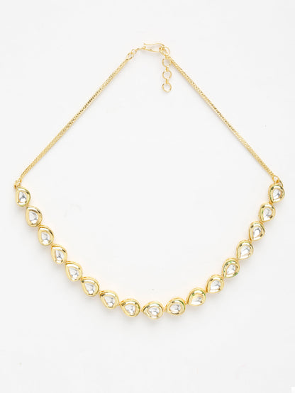 Gold-Polished Kundan Choker - Ruby Raang