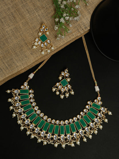 Kundan Neckpiece With Earrings - Ruby Raang