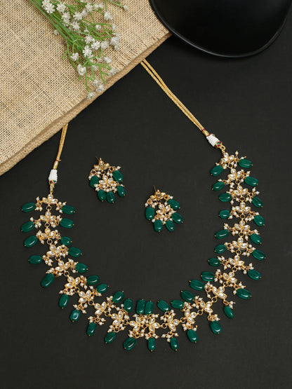 Kundan Neckpiece With Earrings - Ruby Raang