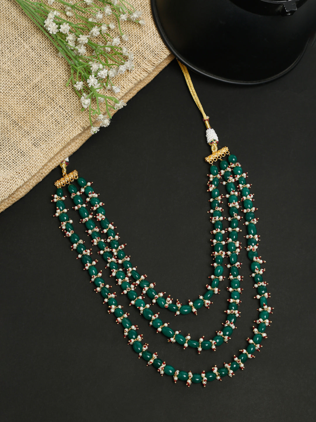 Long Stone Layered Neckpiece - Ruby Raang