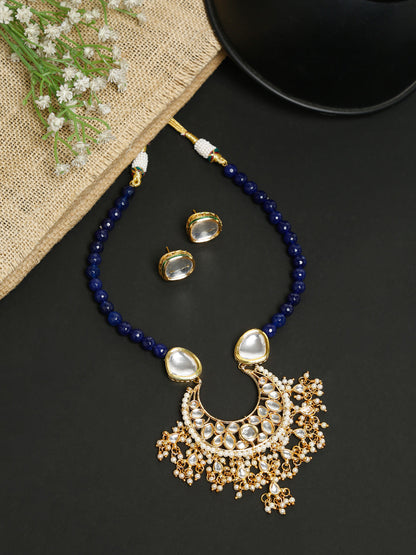 Stone Kundan Neckpiece With Studs - Ruby Raang