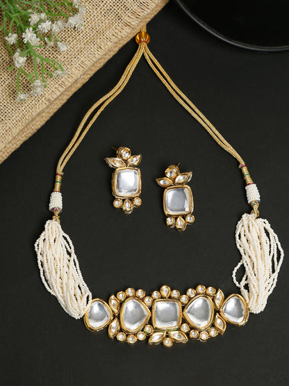 Kundan Choker With Earrings - Ruby Raang