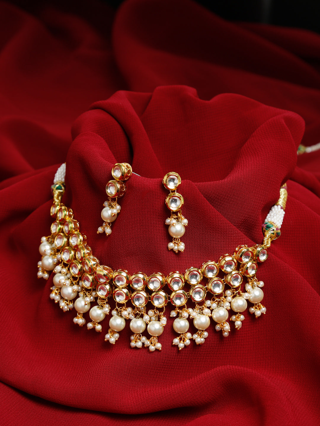 Kundan Choker With Earrings - Ruby Raang