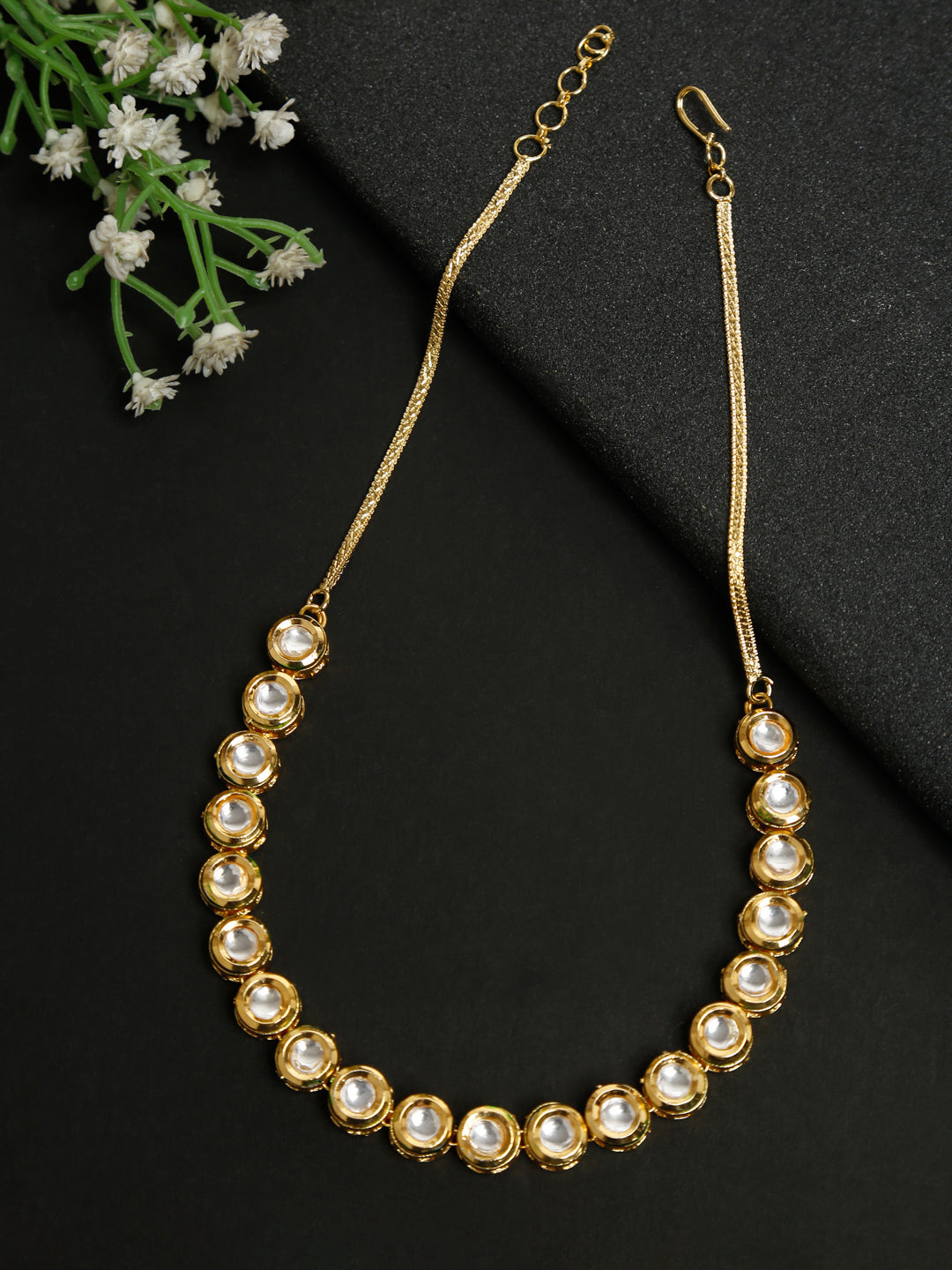 Gold-Polished Kundan Choker - Ruby Raang