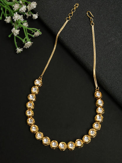 Gold-Polished Kundan Choker - Ruby Raang