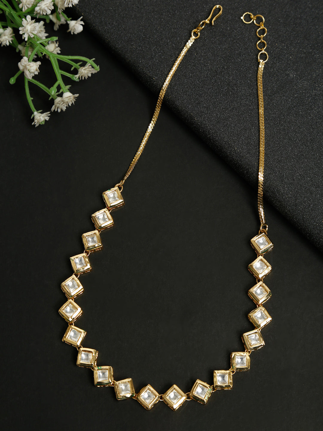 Gold-Polished Kundan Choker - Ruby Raang