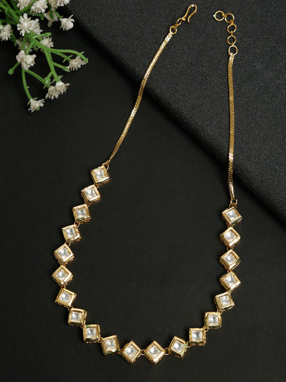 Gold-Polished Kundan Choker - Ruby Raang