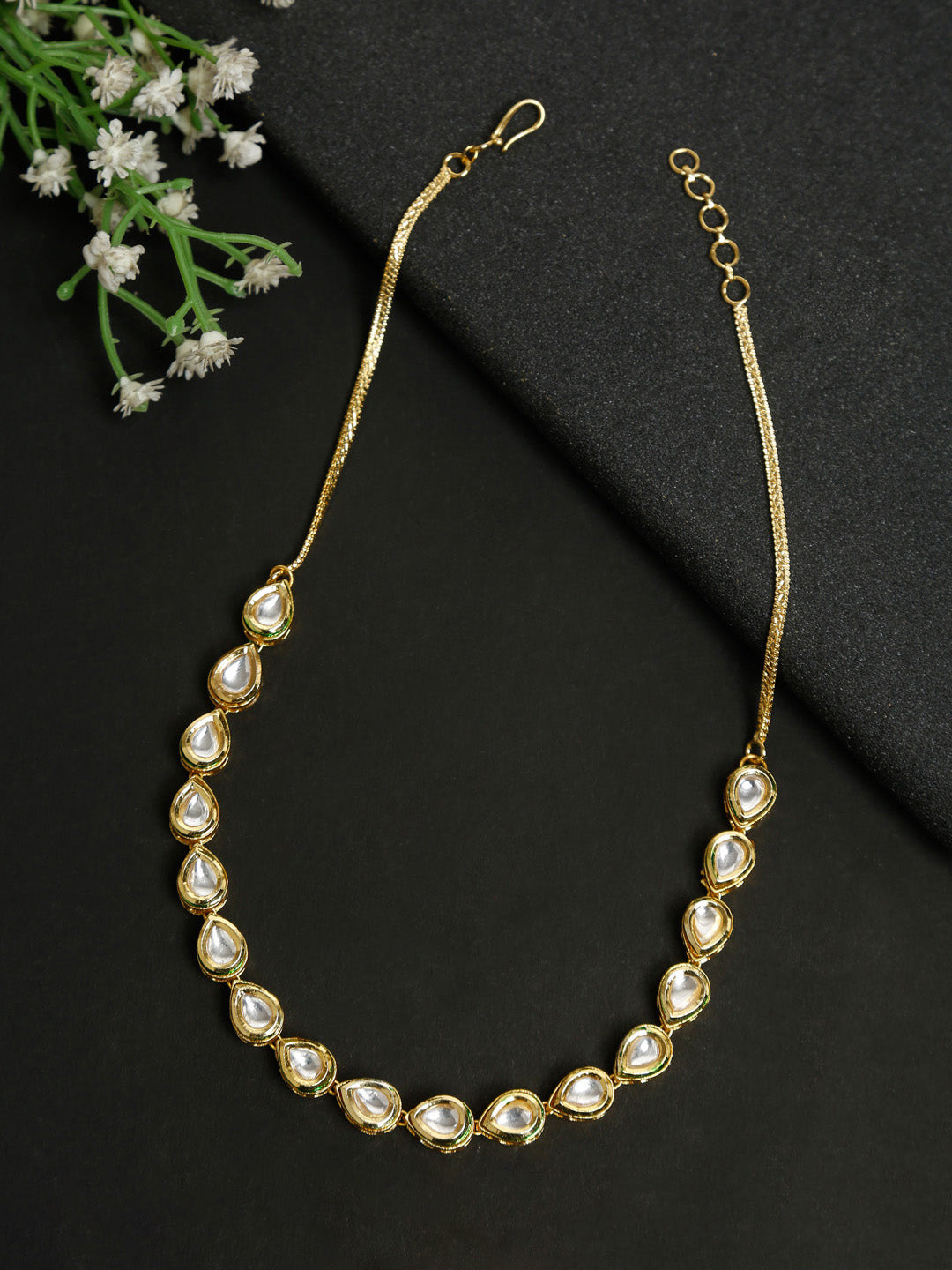 Gold-Polished Kundan Choker - Ruby Raang