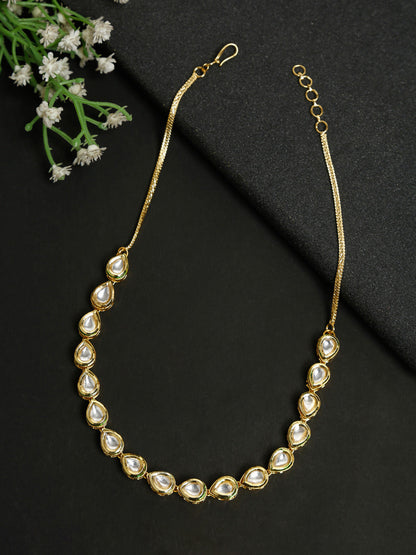 Gold-Polished Kundan Choker - Ruby Raang