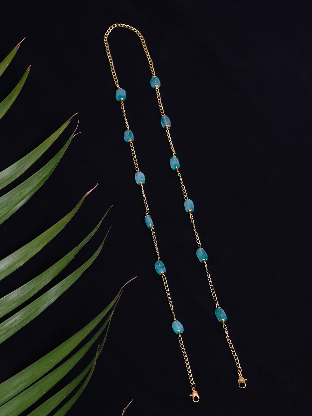 Stone And Gold-Polished Mask Chain - Ruby Raang
