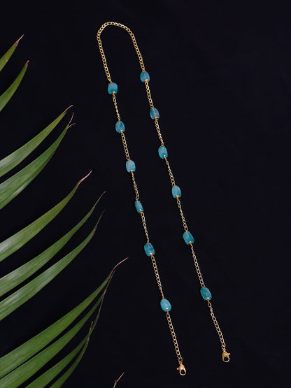 Stone And Gold-Polished Mask Chain - Ruby Raang
