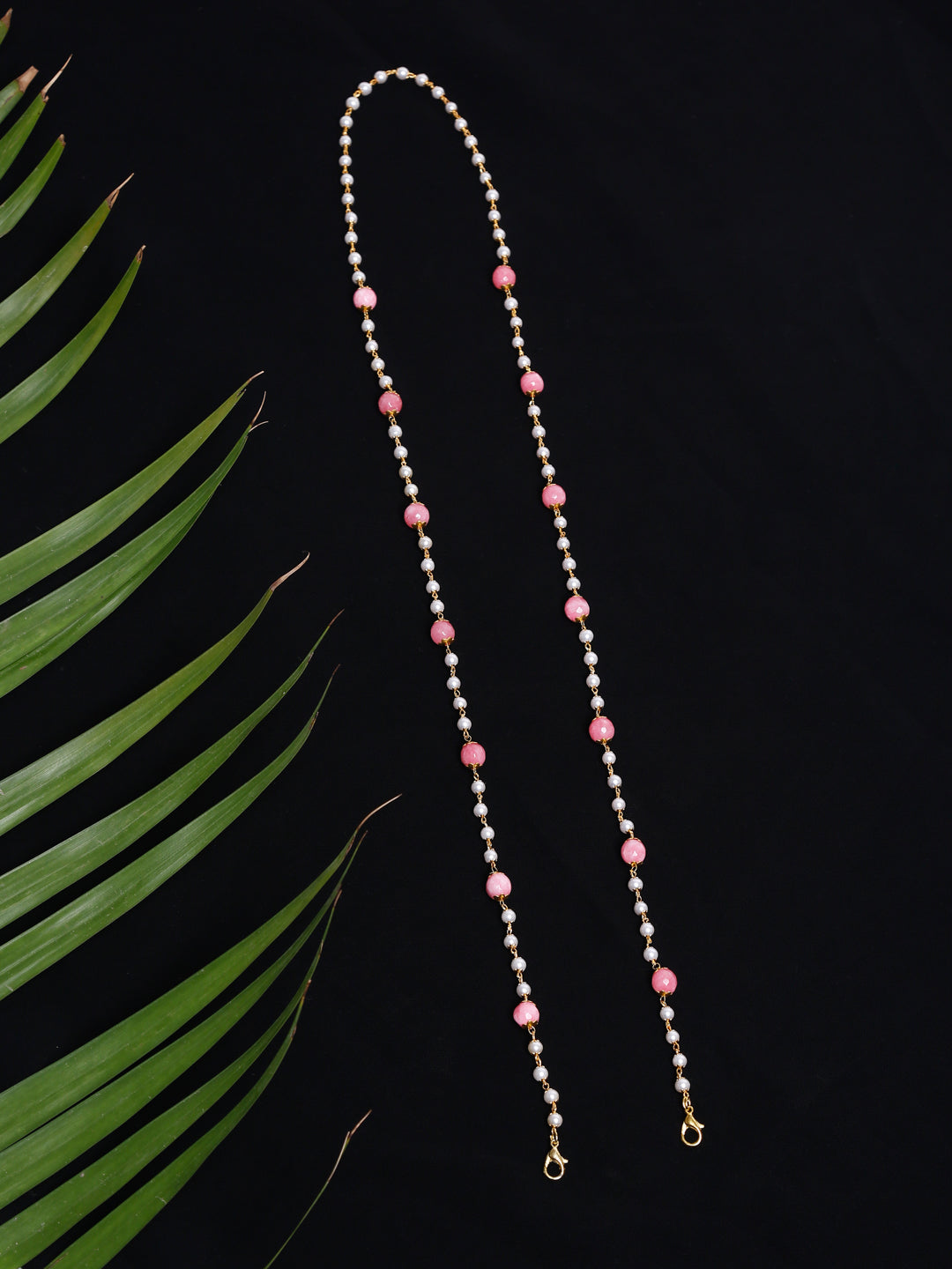 Stone And Gold-Polished Mask Chain - Ruby Raang