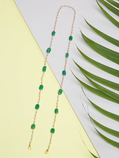 Stone And Gold-Polished Mask Chain - Ruby Raang