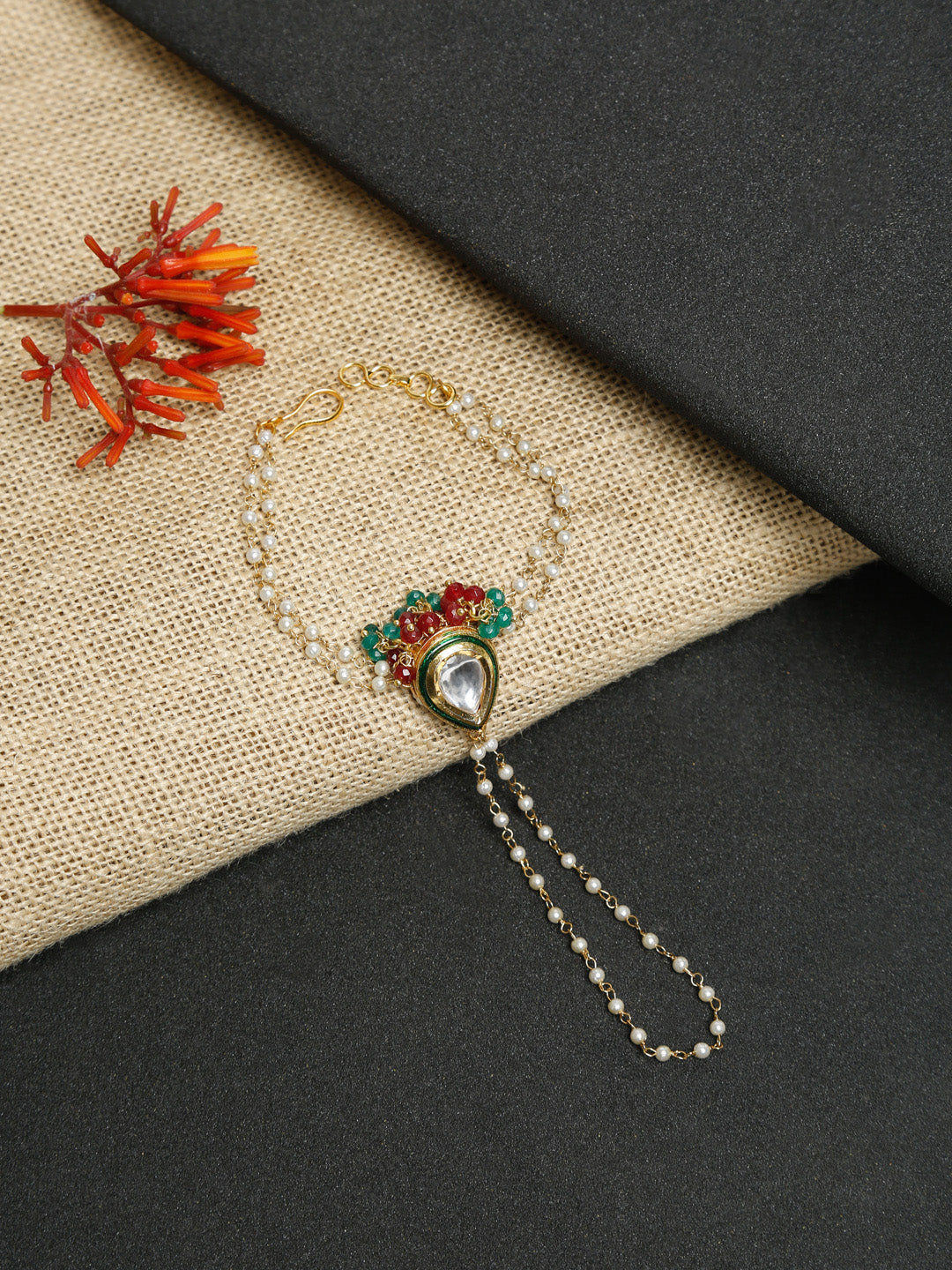 Kundan Bracelet - Ruby Raang