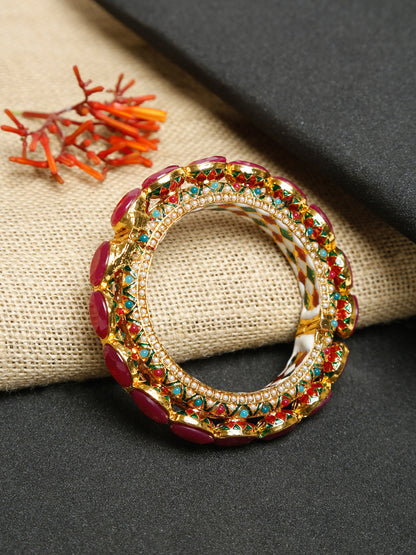 Single Multi Embellished Bangle - Ruby Raang