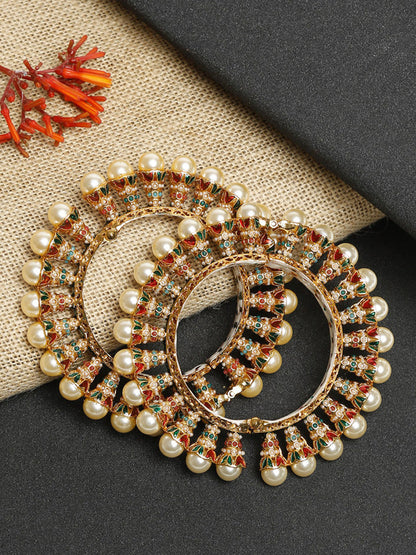 Multi Embellished Bangle Set Of 2 - Ruby Raang