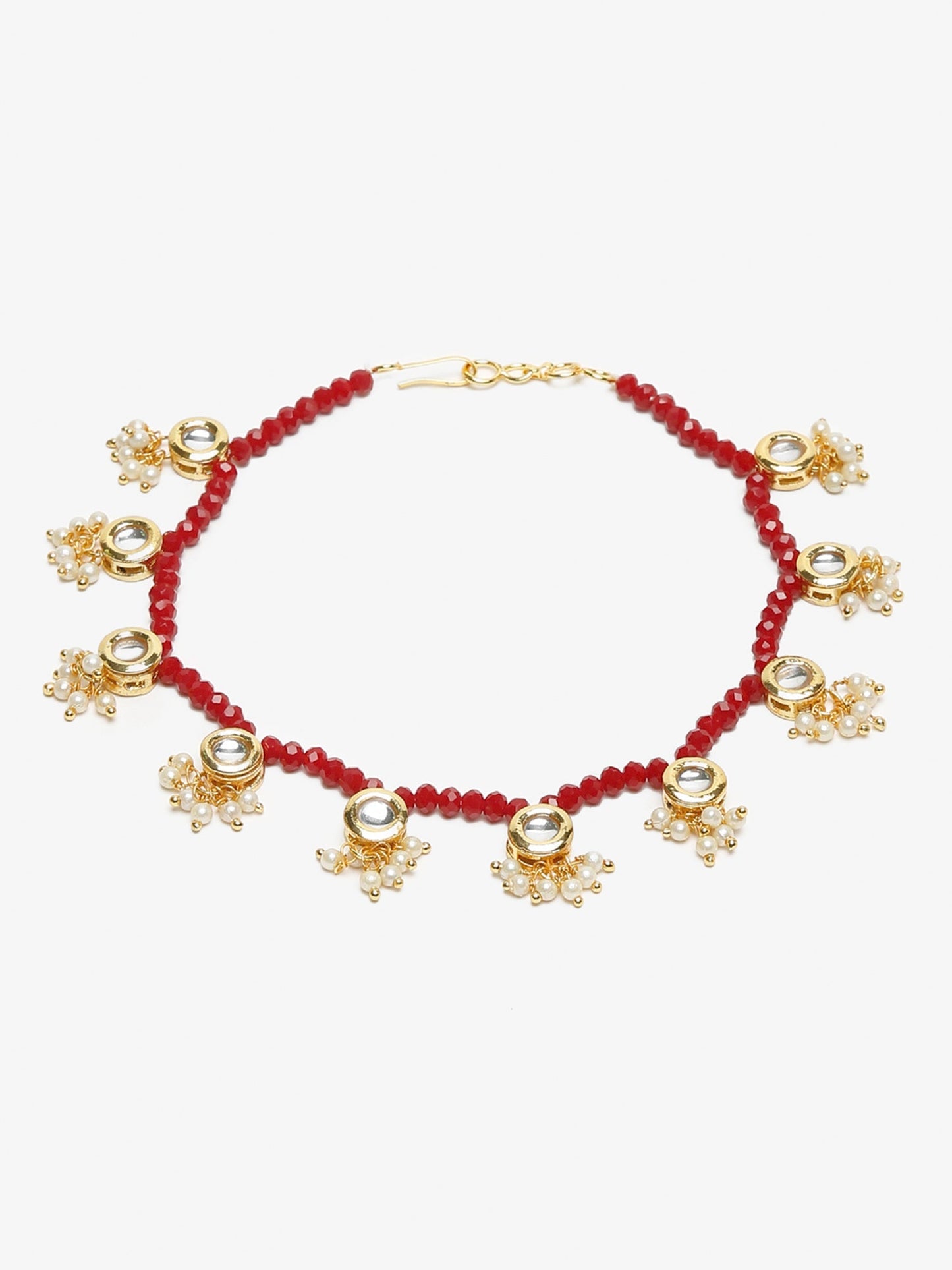 Women's Set Of 2 Red Anklets - Ruby Raang