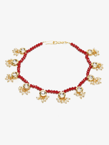 Women's Set Of 2 Red Anklets - Ruby Raang