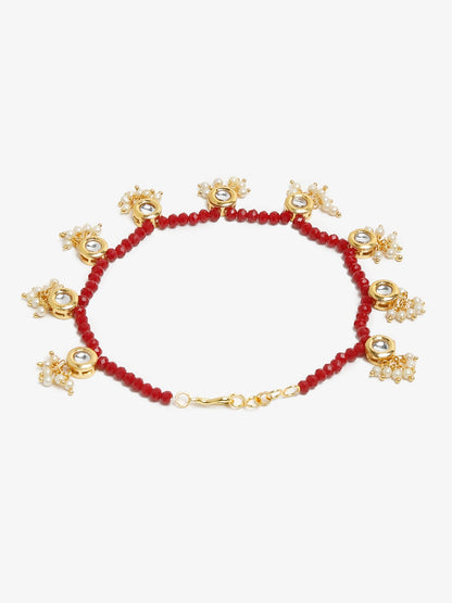 Women's Set Of 2 Red Anklets - Ruby Raang