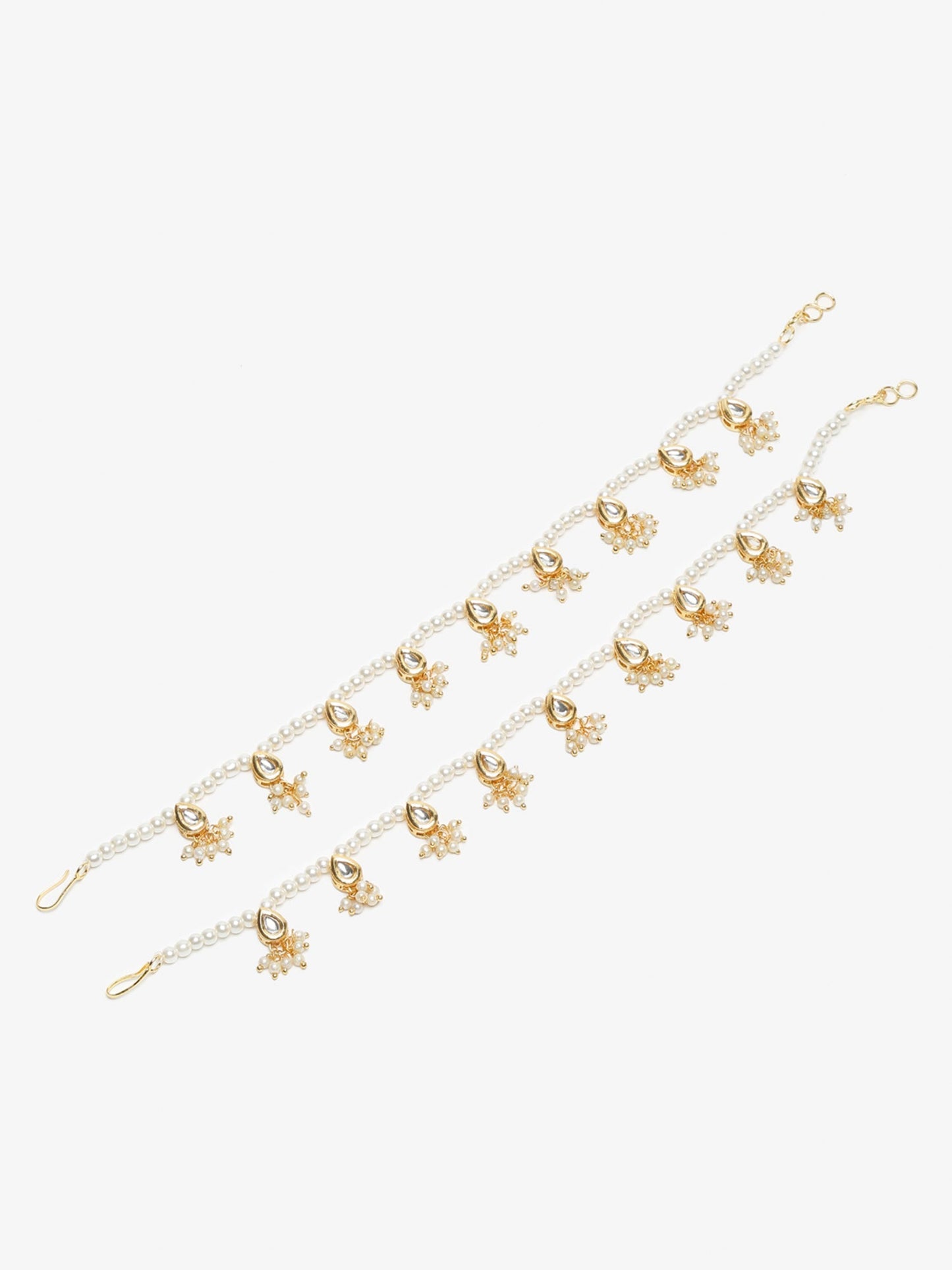Women's White Gold Pearl Anklets - Ruby Raang