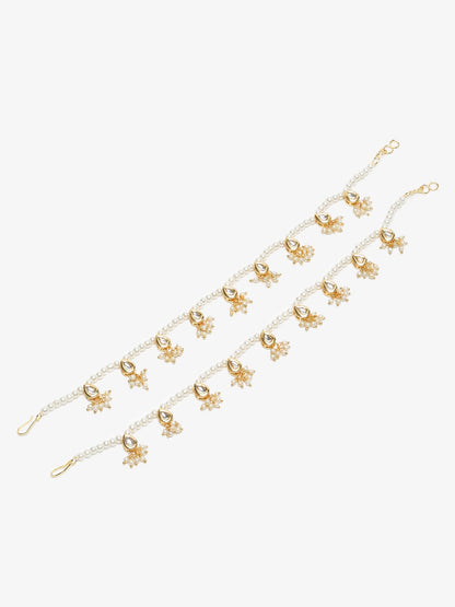 Women's White Gold Pearl Anklets - Ruby Raang