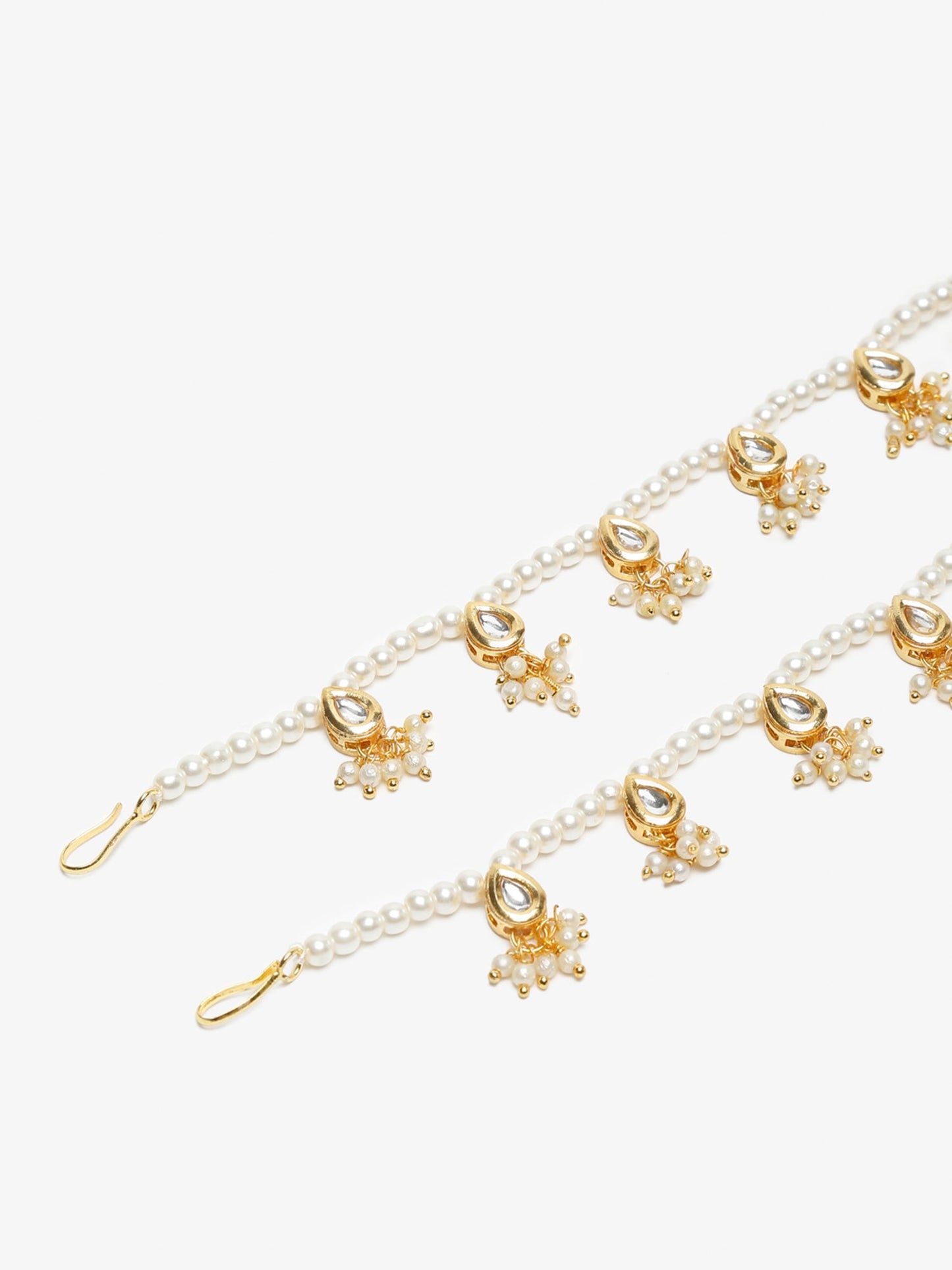 Women's White Gold Pearl Anklets - Ruby Raang