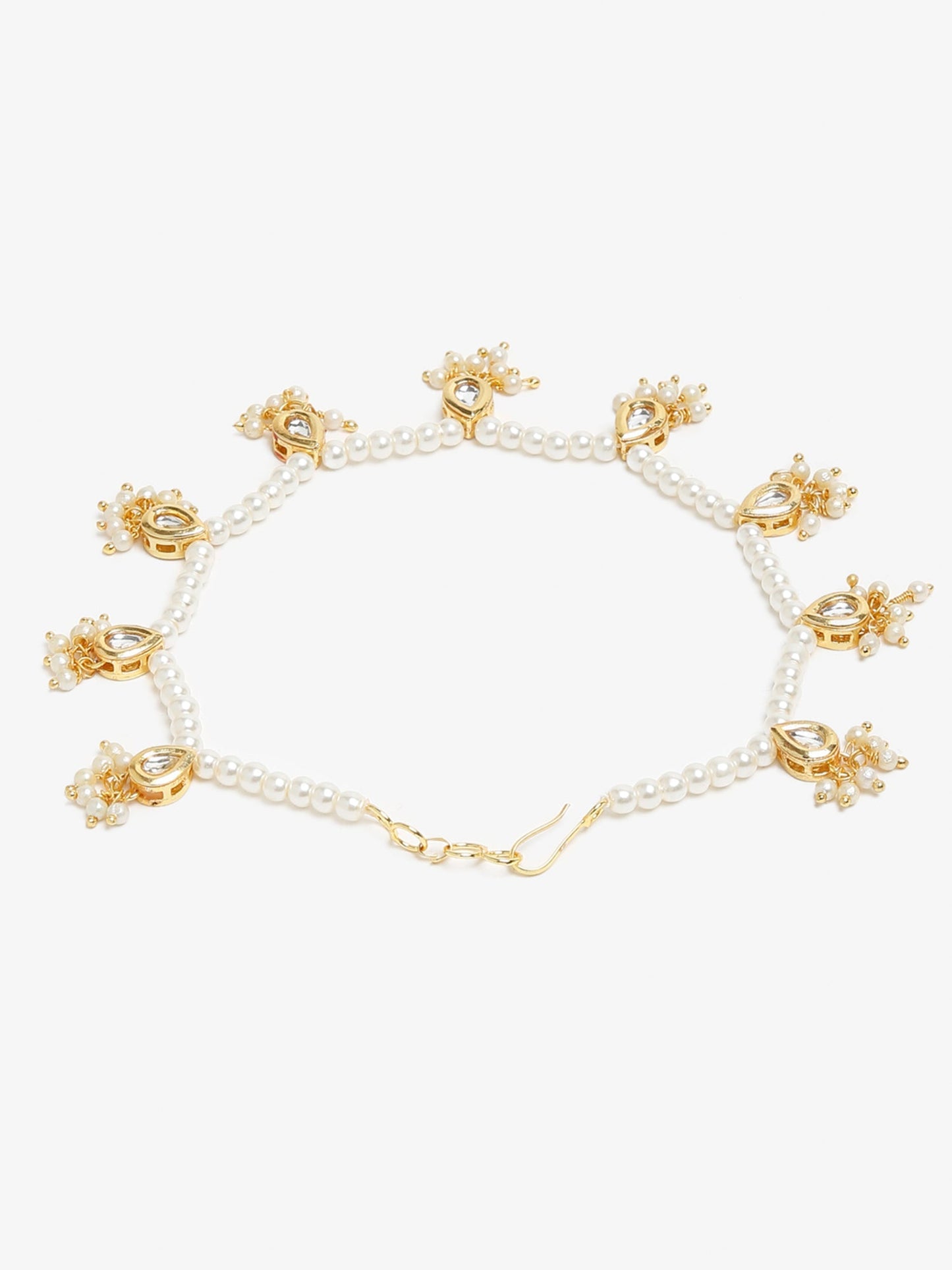 Women's White Gold Pearl Anklets - Ruby Raang