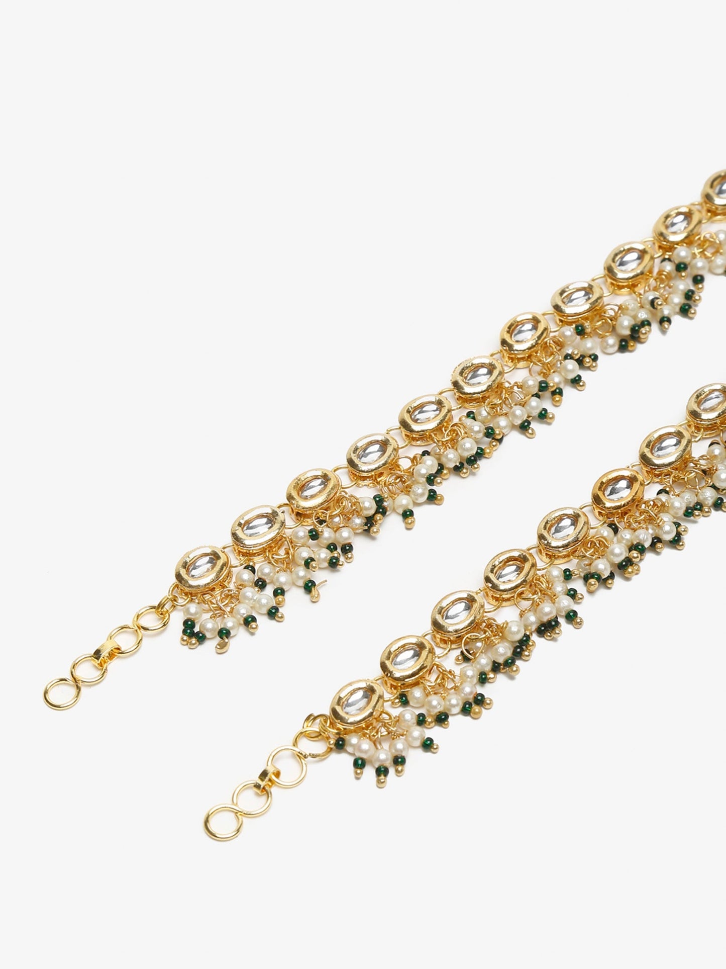 White Gold-Polished Anklets Set Of 2 - Ruby Raang