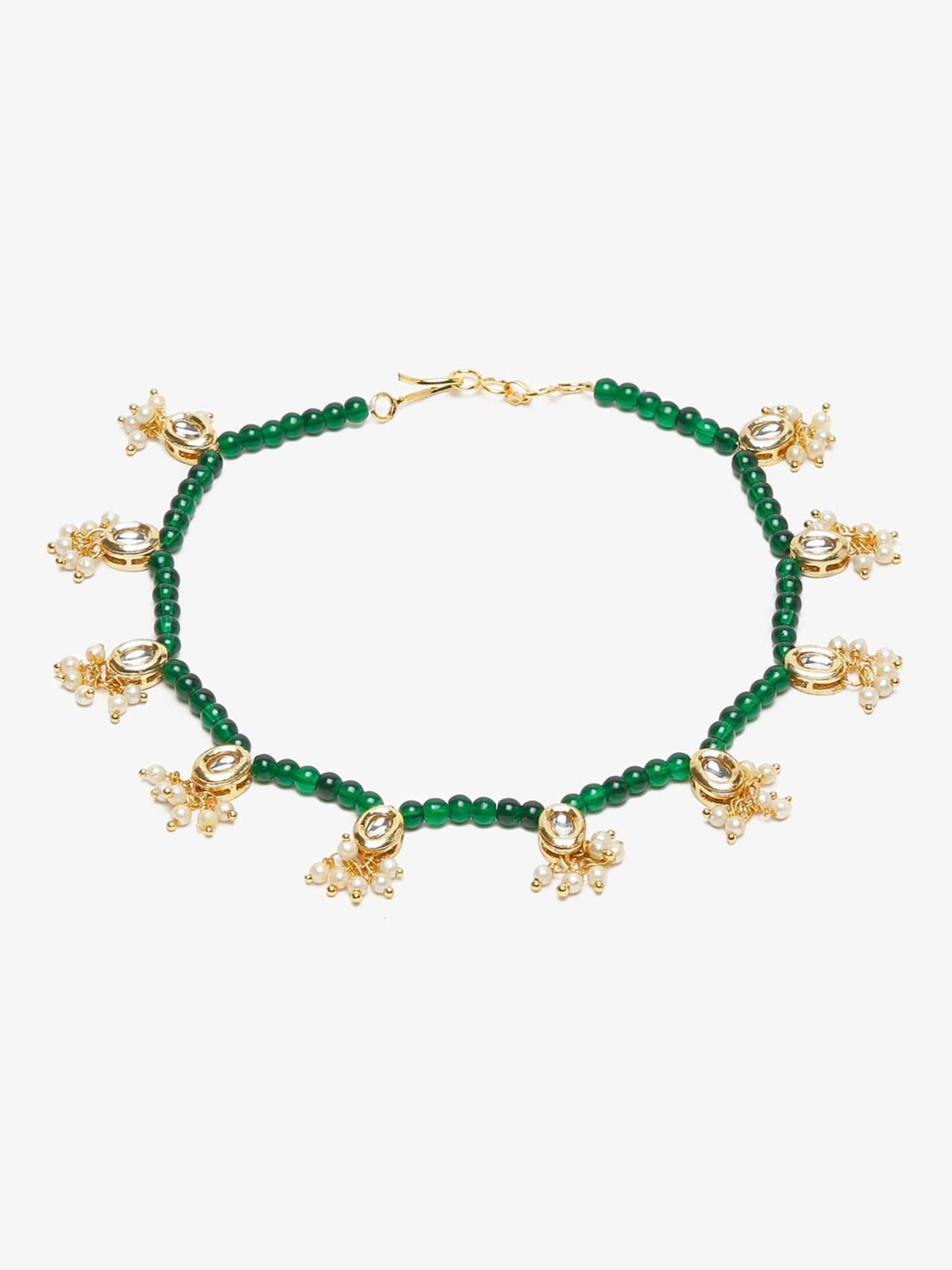 Women's Set Of 2 Green Anklets - Ruby Raang
