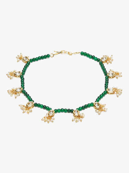 Women's Set Of 2 Green Anklets - Ruby Raang