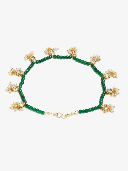Women's Set Of 2 Green Anklets - Ruby Raang