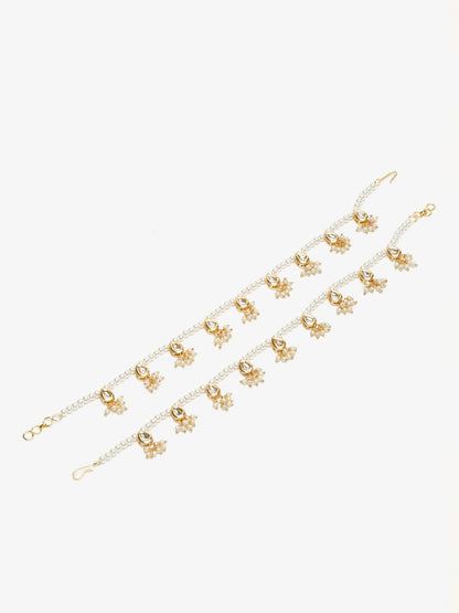 White Gold-Polished Anklets Set Of 2 - Ruby Raang