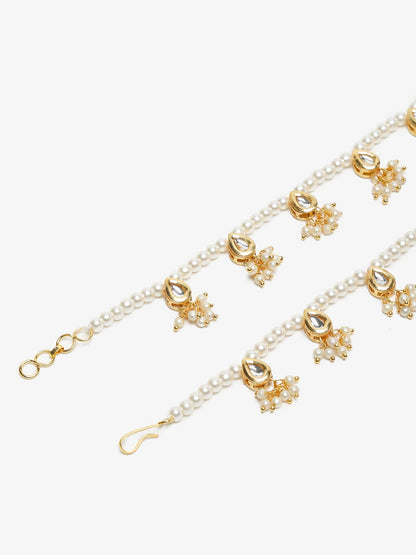 White Gold-Polished Anklets Set Of 2 - Ruby Raang