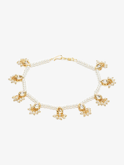 White Gold-Polished Anklets Set Of 2 - Ruby Raang