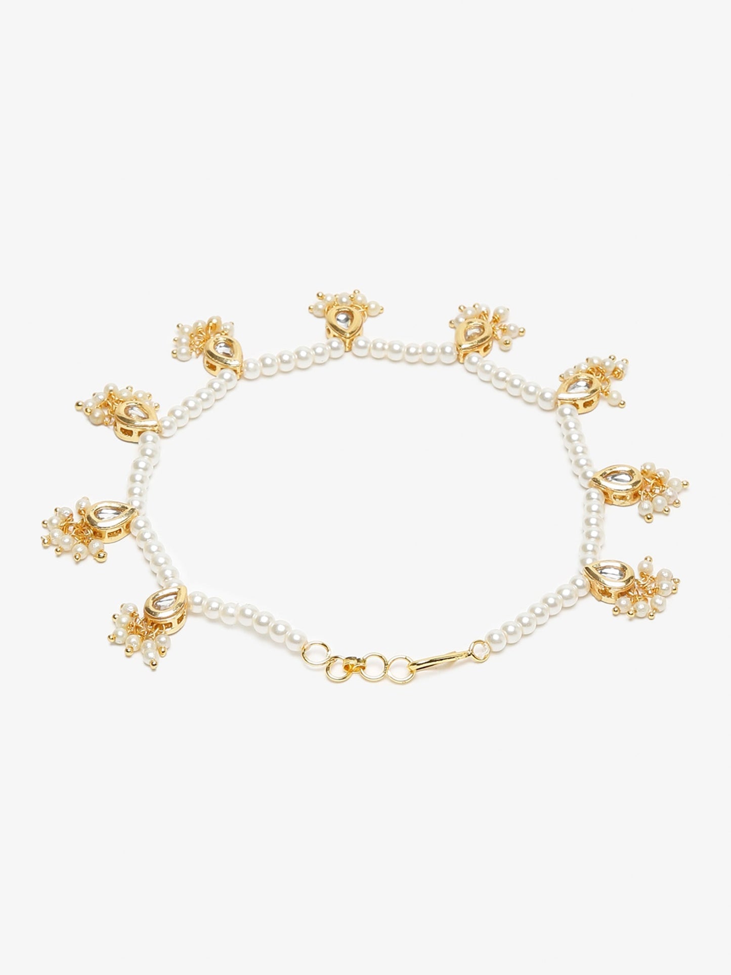 White Gold-Polished Anklets Set Of 2 - Ruby Raang