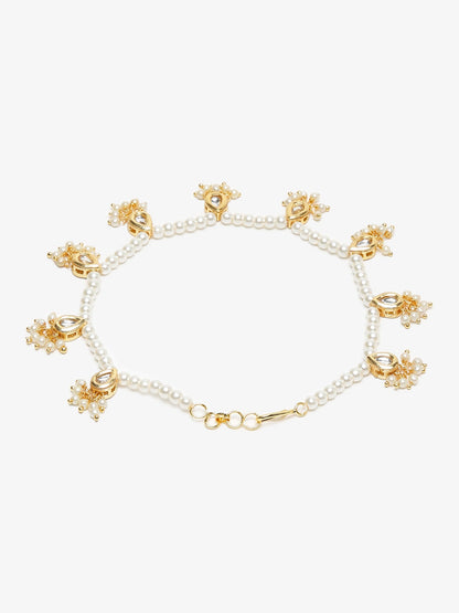 White Gold-Polished Anklets Set Of 2 - Ruby Raang
