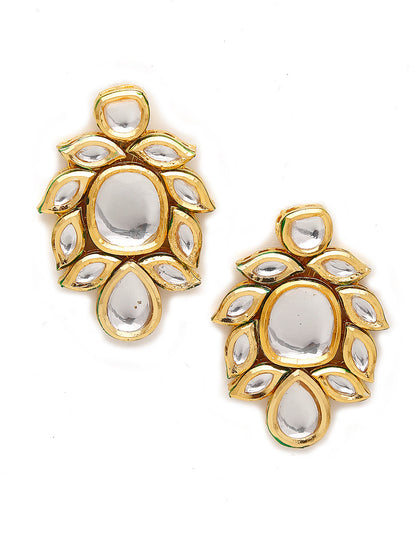 Gold-Toned Kundan Necklace With Earrings - Ruby Raang
