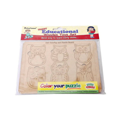 Kraftsman Owl Shapes Puzzle Board | Color Kit Included