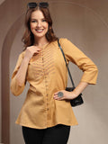 Sangria Women Embroidered Mandarin Collar Cotton Top