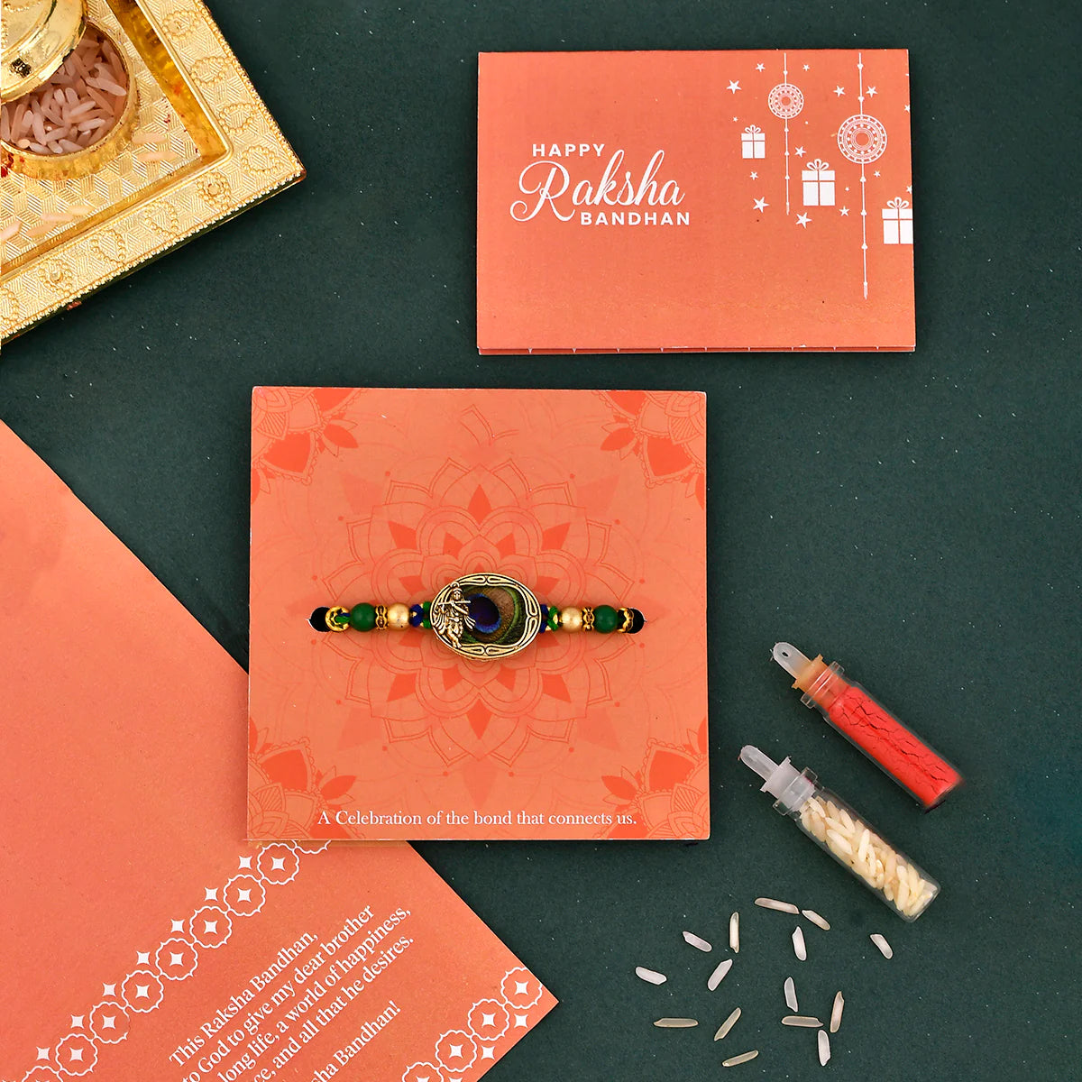 trueBrowns X Voylla Peacock Feather Beaded Single Rakhi