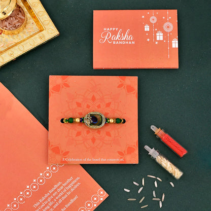 trueBrowns X Voylla Peacock Feather Beaded Single Rakhi