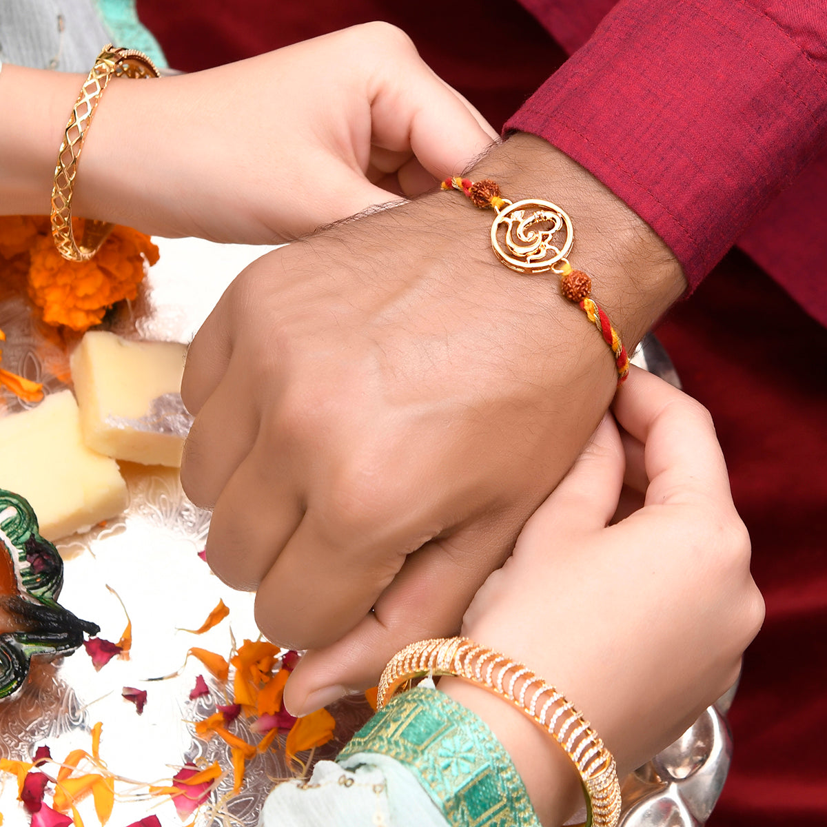 trueBrowns X Voylla Om Rudraksha Beads Thread Rakhi