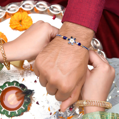 trueBrowns X Voylla Ethnic Floral Motif Blue Thread Rakhi